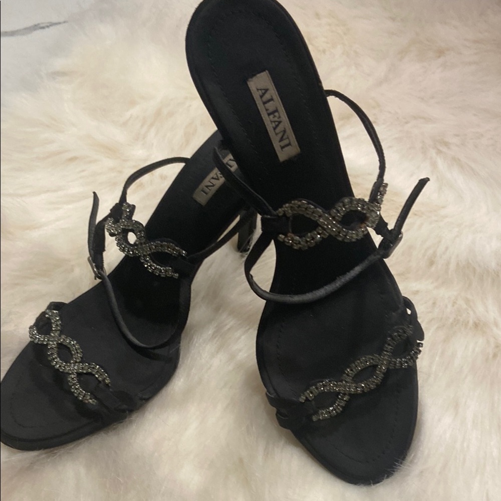 Alfani Black Strappy Heels with Embellishments